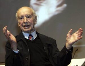 Albert Hofmann, the Swiss chemist who discovered the mind-altering drug LSD, talks during the symposium "LSD: Problem Child and Wonder Drug" in Basel, Switzerland. (Siggi Bucher/Reuters)