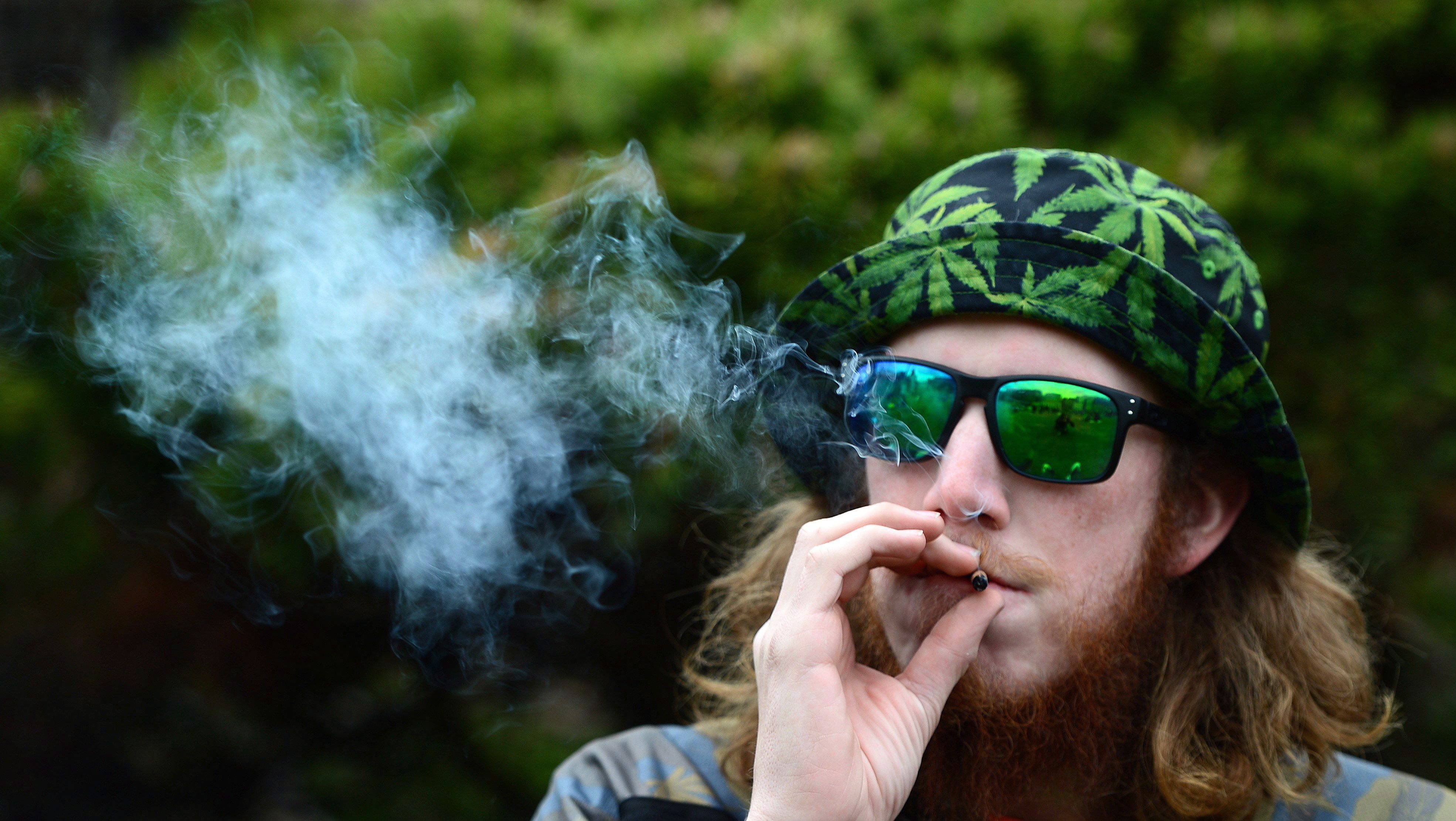 a man smoking weed